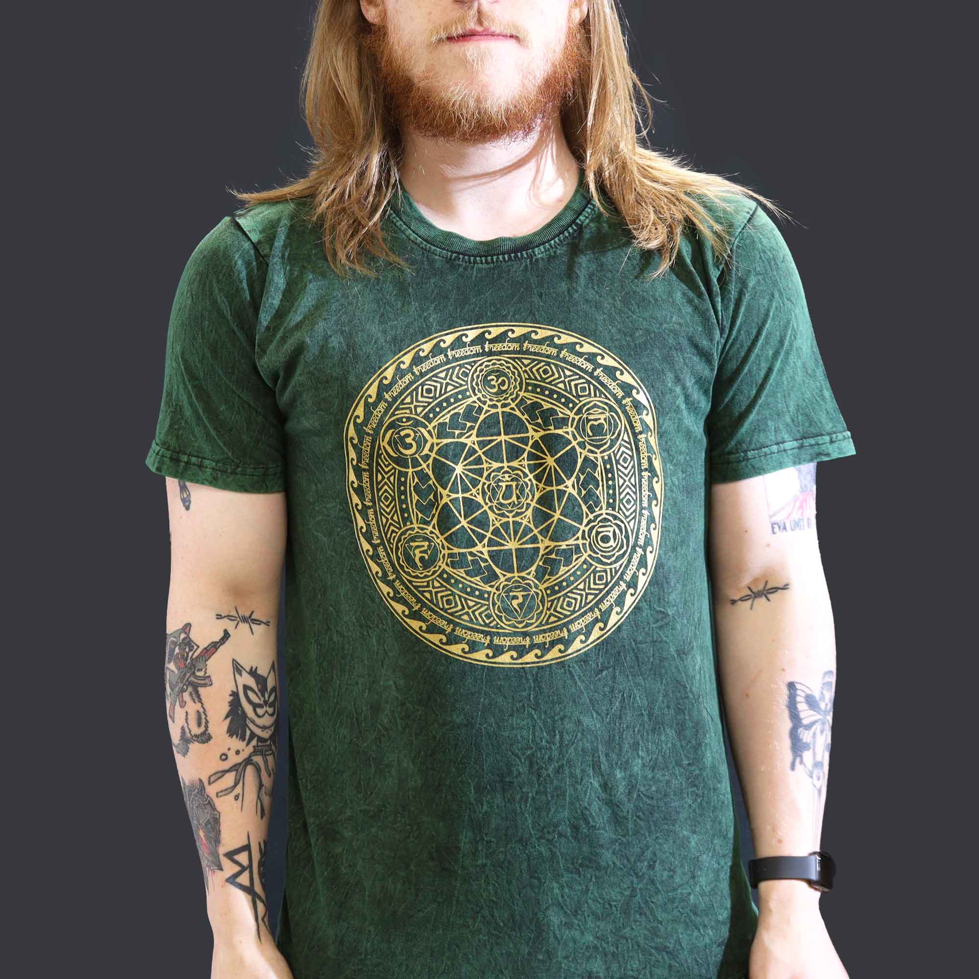 Stonewashed Nomad Sari T-Shirts - 100% Cotton, Made in Nepal - Chakra Design