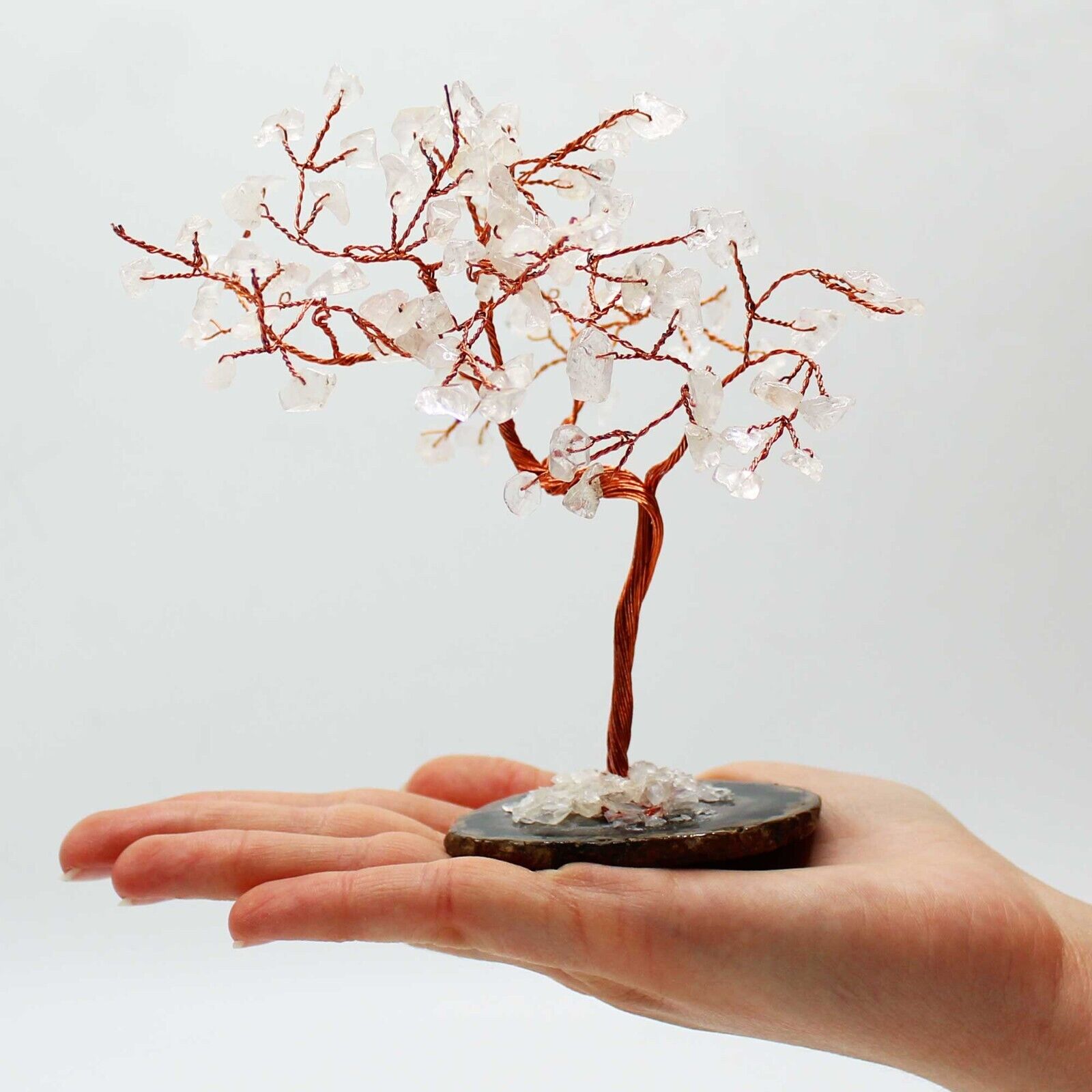 Large Gemstone/Crystal Bonsai Trees - 100 Stones, Agate Bases