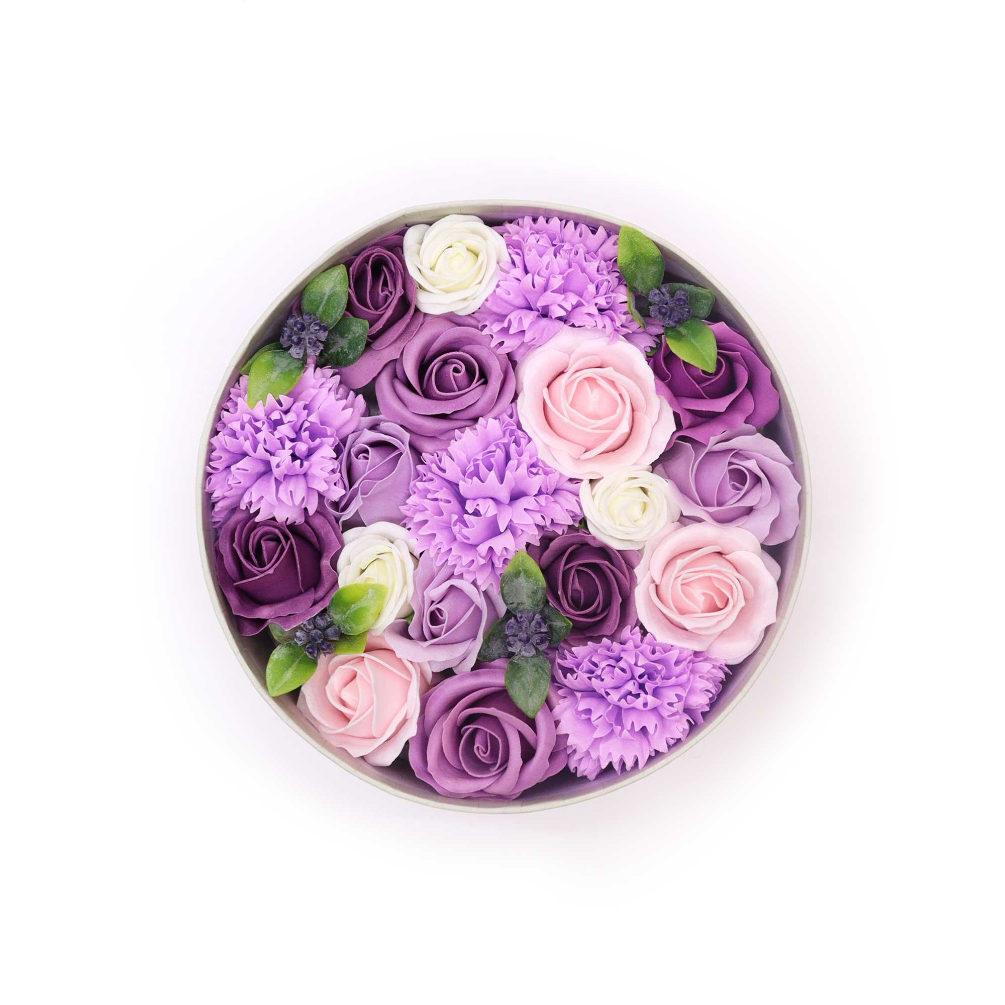 Handmade Soap Flower Rose Bouquet - Round Gift Box (250g)