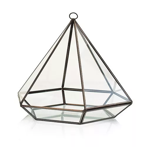 Geometric Terrarium (Large Diamond) - Glass/Brass, Freestanding/Hanging