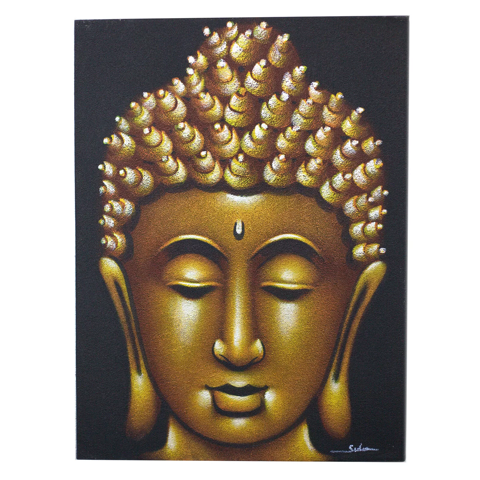 images 60x80cm Buddha Face (Sand Finish), Acrylic Paint on Canvas