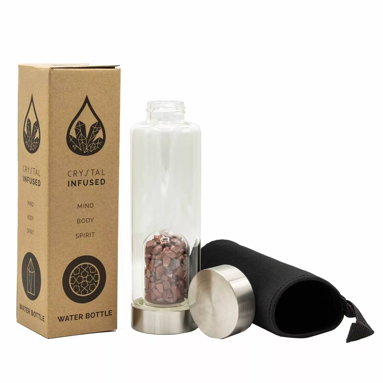 Crystal Chips Infused 500ml Glass Water Bottle