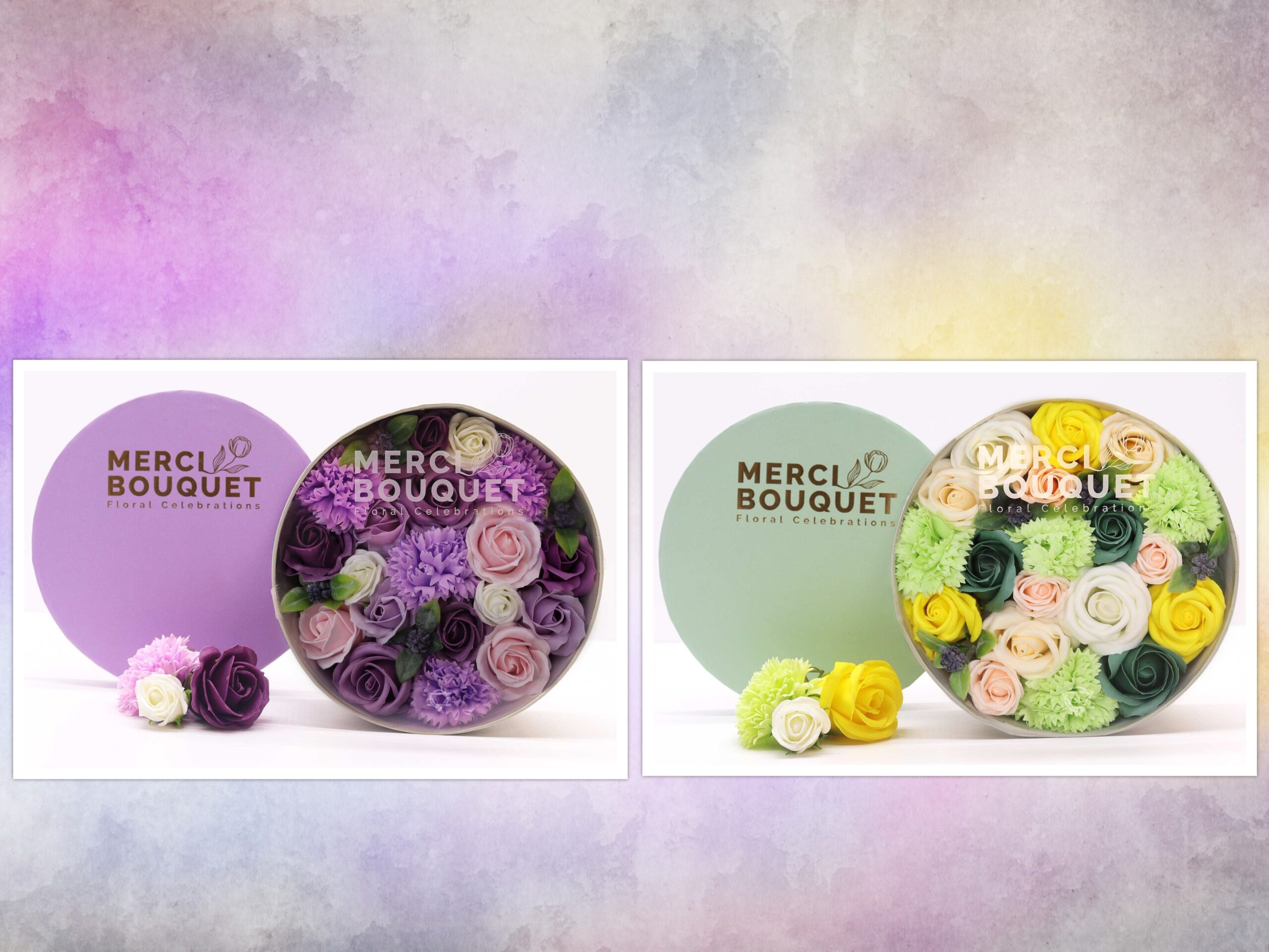 Handmade Soap Flower Rose Bouquet - Round Gift Box (250g)