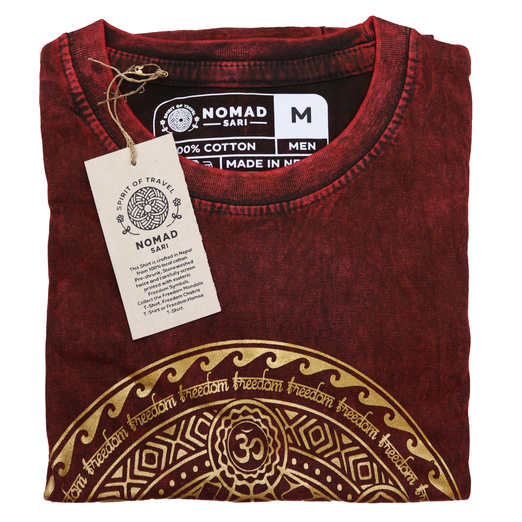 Stonewashed Nomad Sari T-Shirts - 100% Cotton, Made in Nepal - Chakra Design