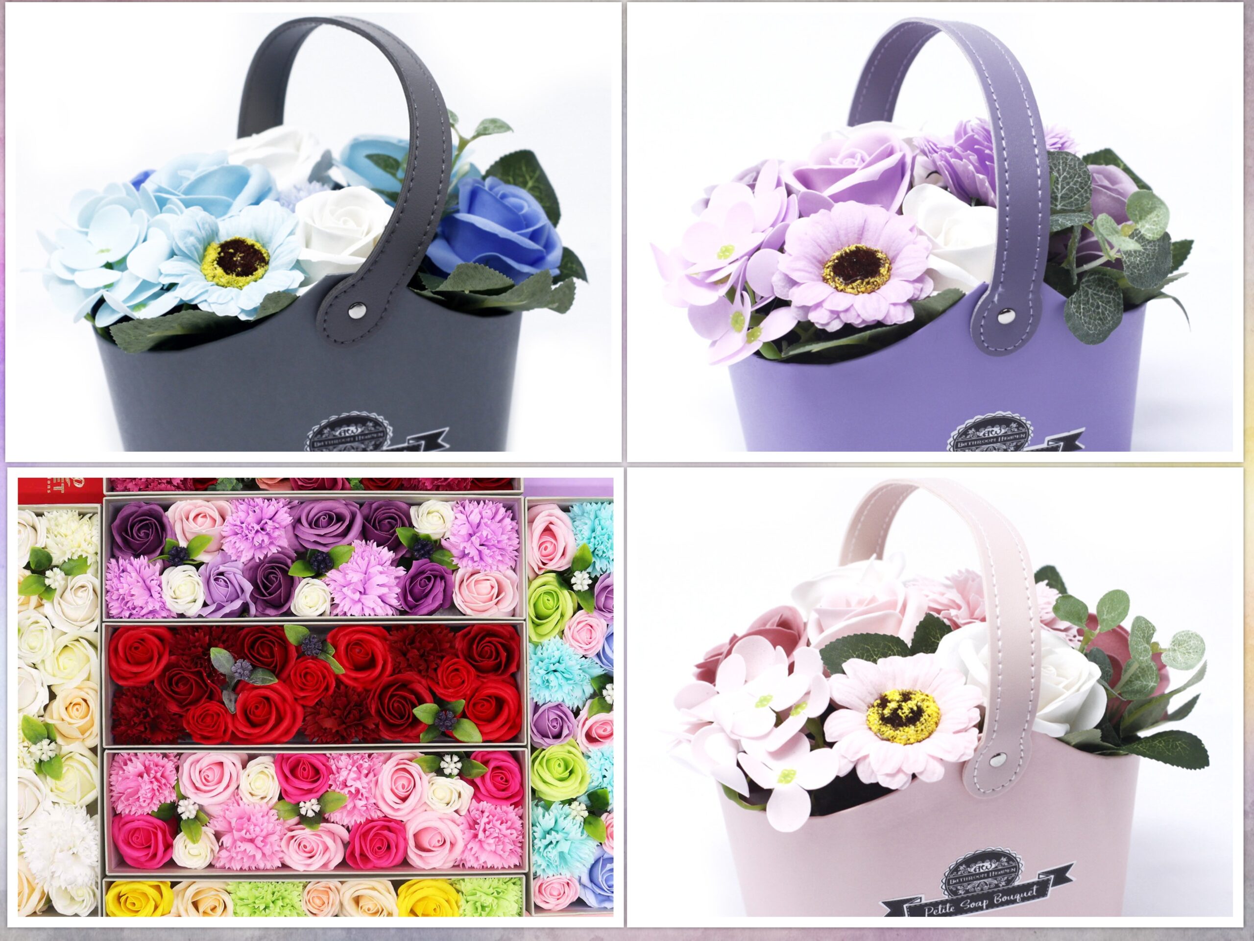 Handmade Soap Flowers - Small Basket/Planter (200g)