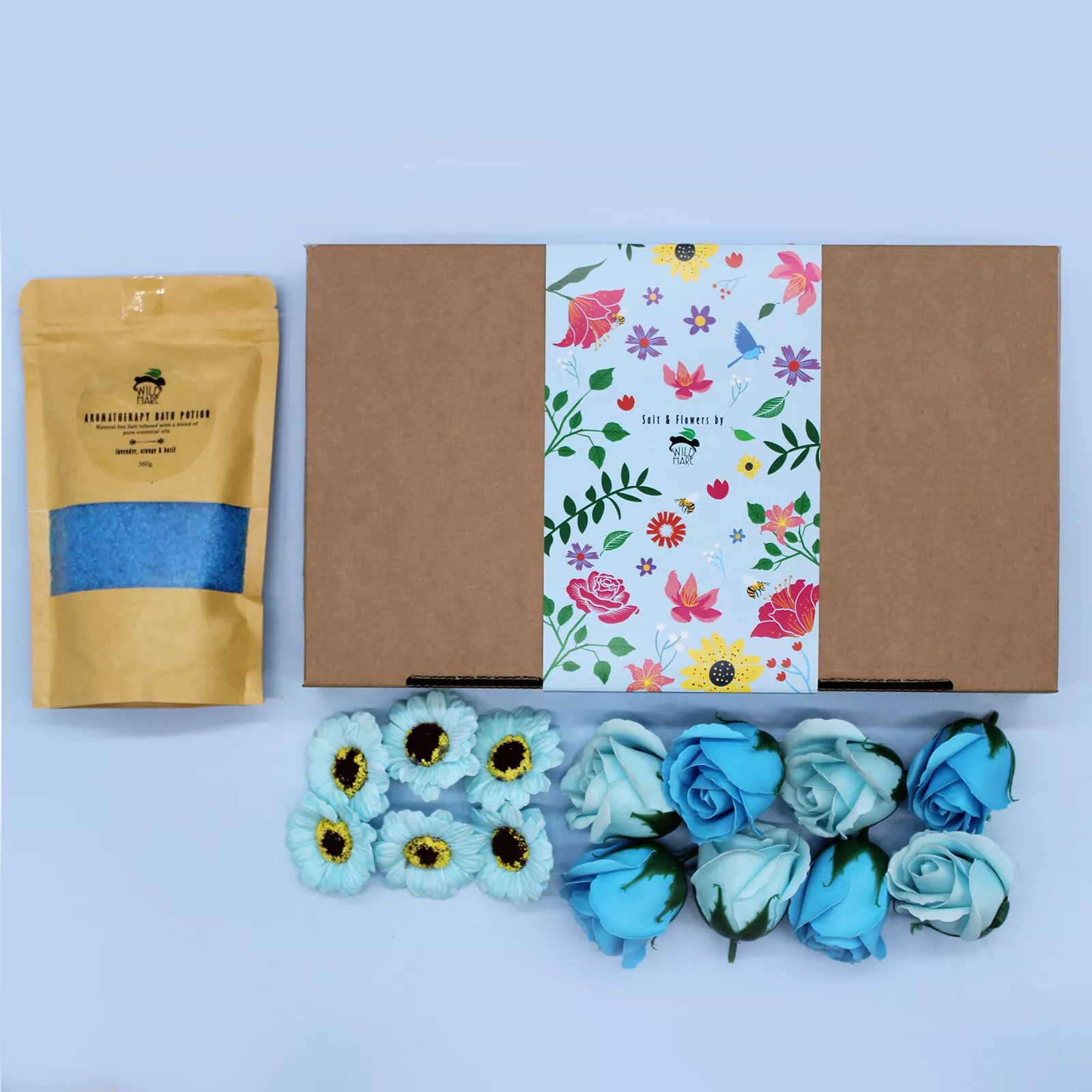 Wild Hare Luxury Spa Bath Kit - Bath Salts & Soap Roses/Sunflowers