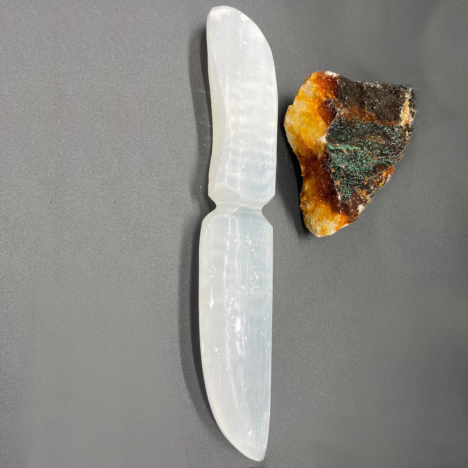 20cm Selenite Ritual Knife (Athame) - [Wicca/Pagan, Witchcraft/Spell Casting]