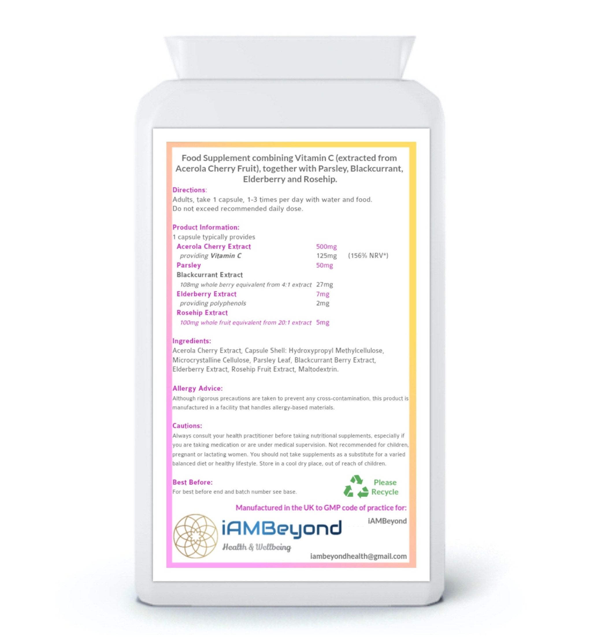 Cura-C Complex Acerola 500mg Supplement - 120 Capsules