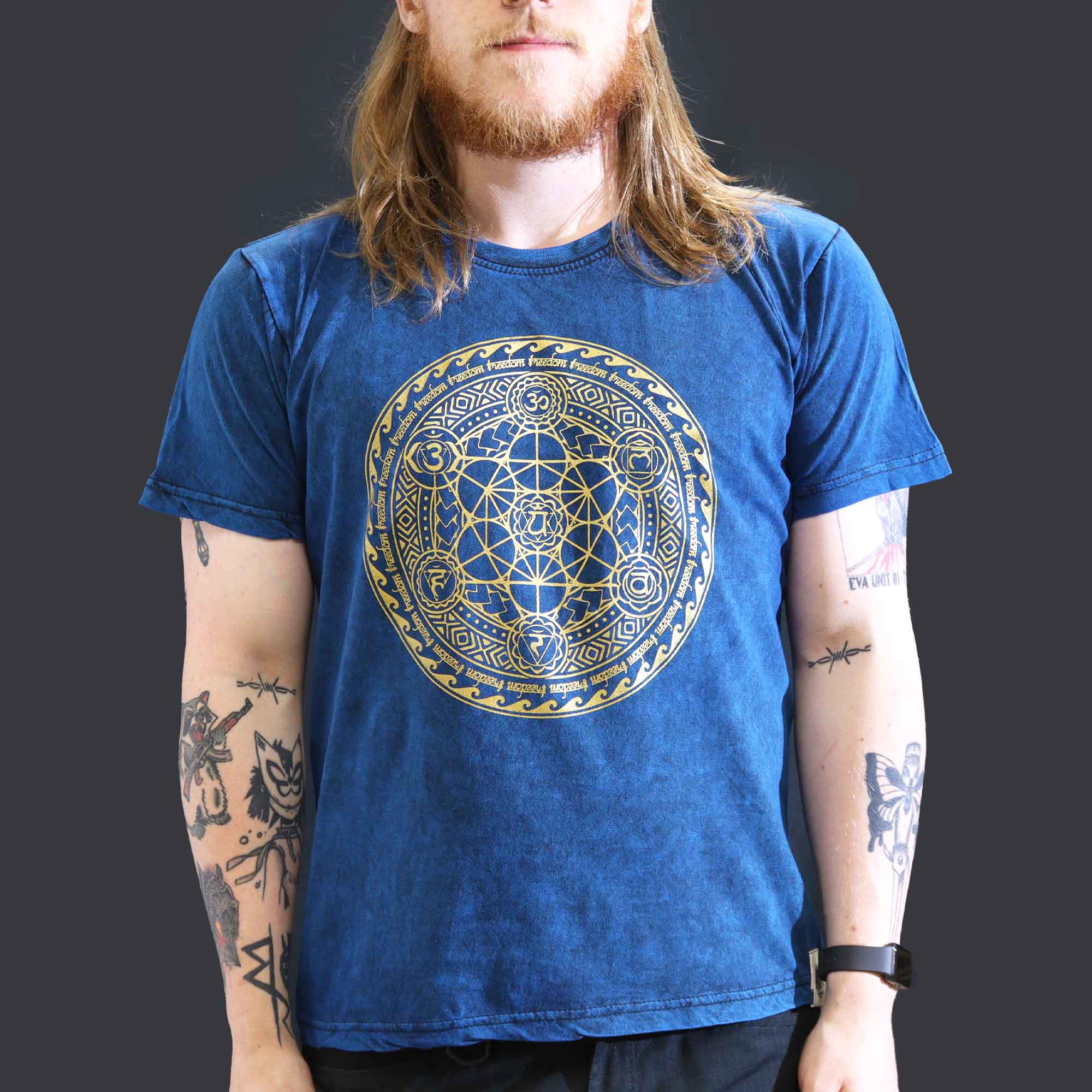 Stonewashed Nomad Sari T-Shirts - 100% Cotton, Made in Nepal - Chakra Design
