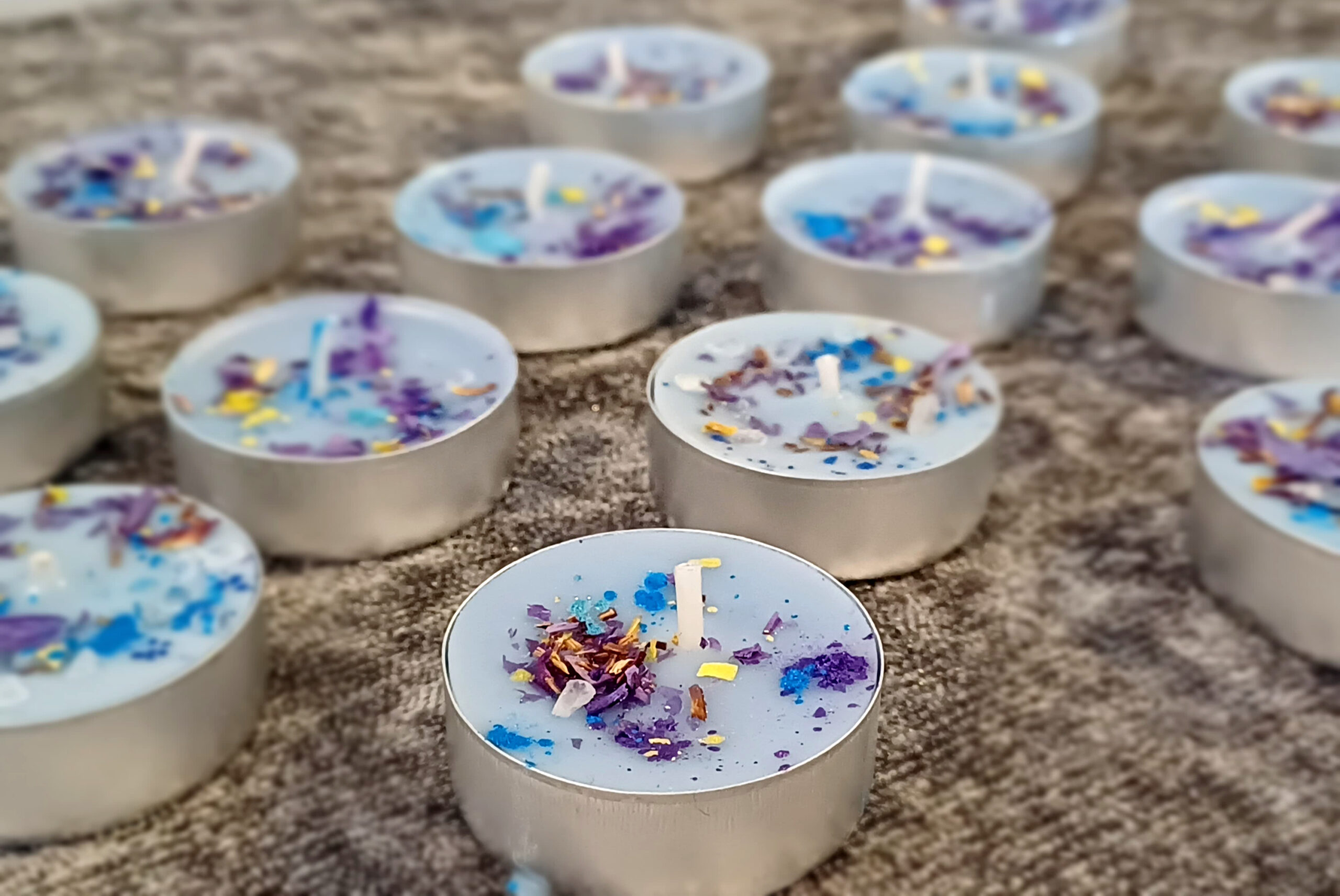 Blue Lotus and Frankincense Shimmer Tealight Candle (4-hr burn, Candle Magick)