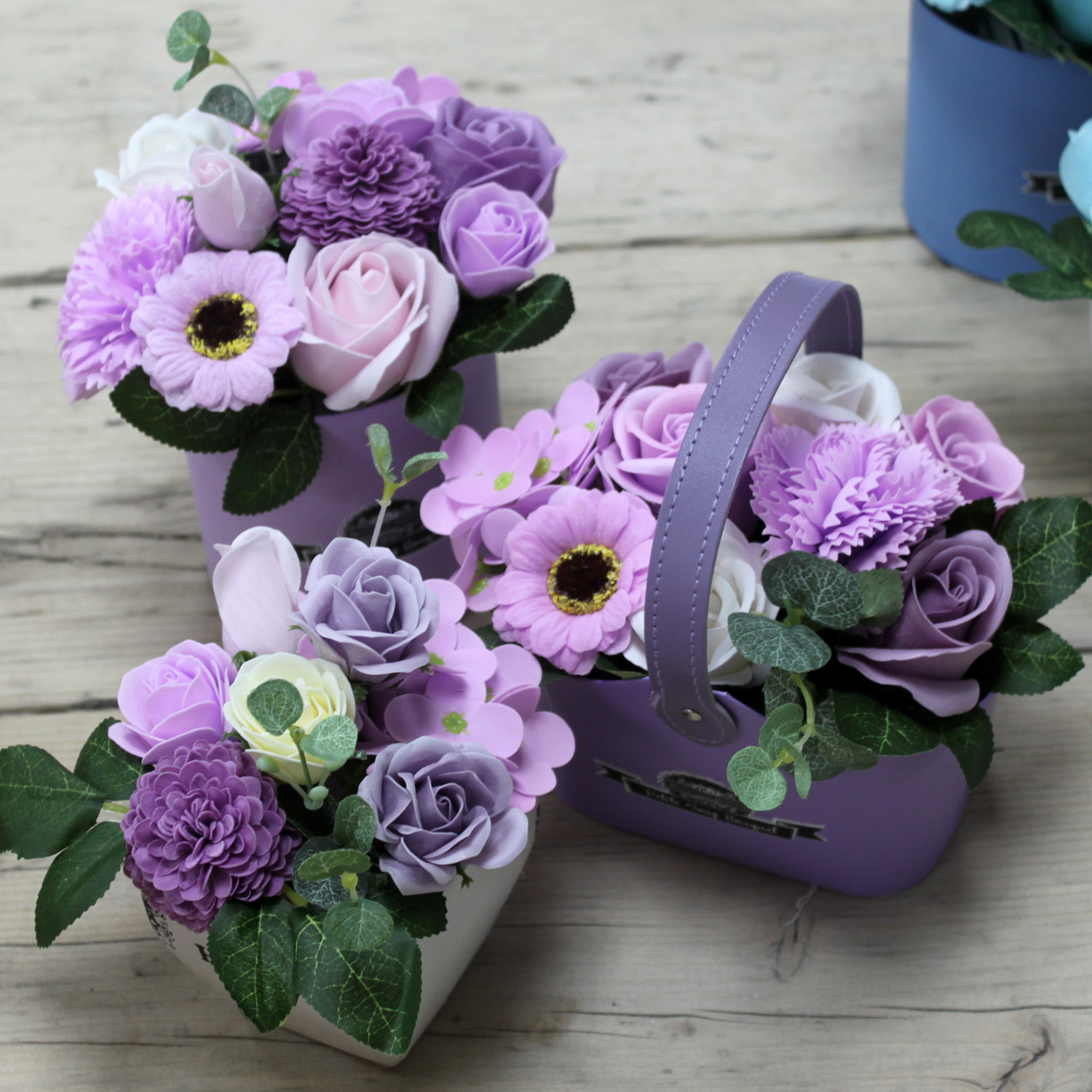 Handmade Soap Flowers - Small Basket/Planter (200g)