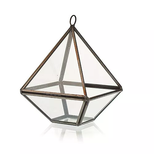 Geometric Terrarium (Small Diamond) - Glass/Brass, Freestanding/Hanging