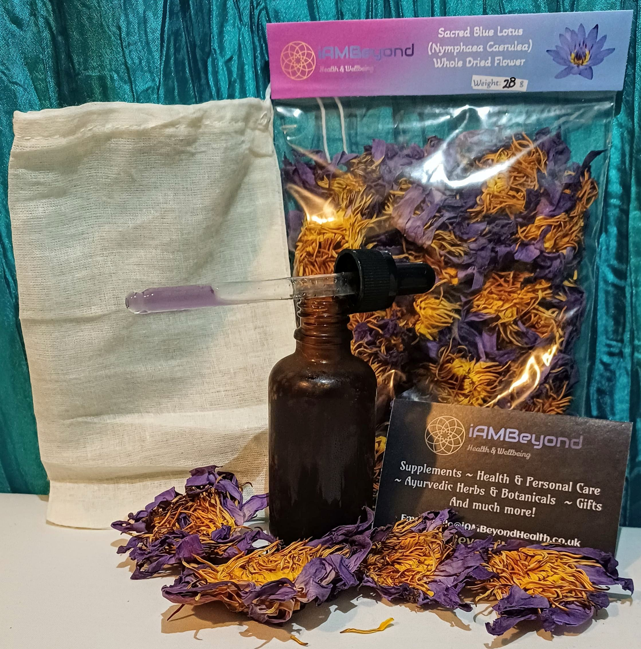 Blue Lotus Tincture Kit (500ml) - Herbs/Muslin/Bottle - Relaxation, Mood, Sleep