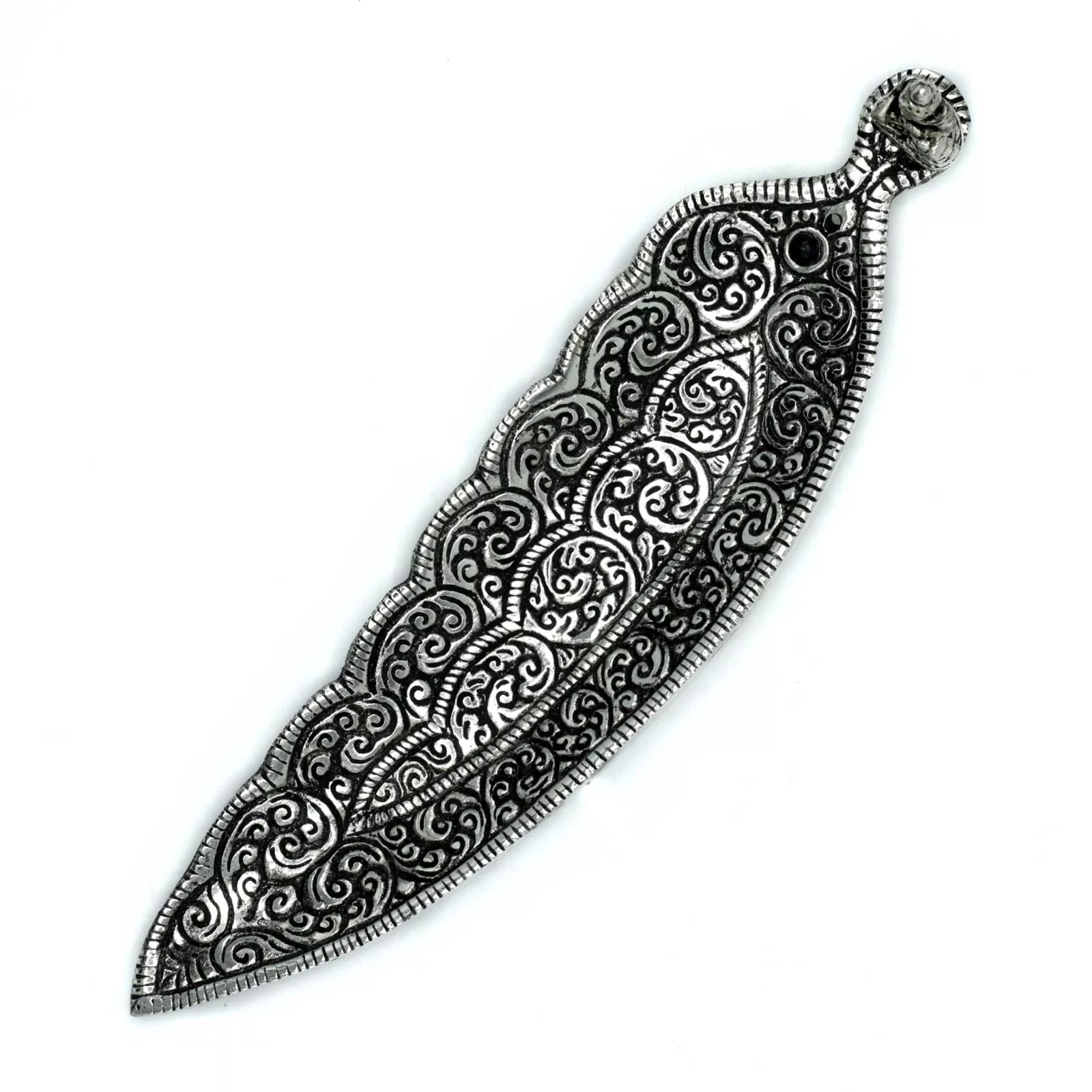 Buddha Figure Peacock Feather Incense Stick Holder (Polished Aluminium)